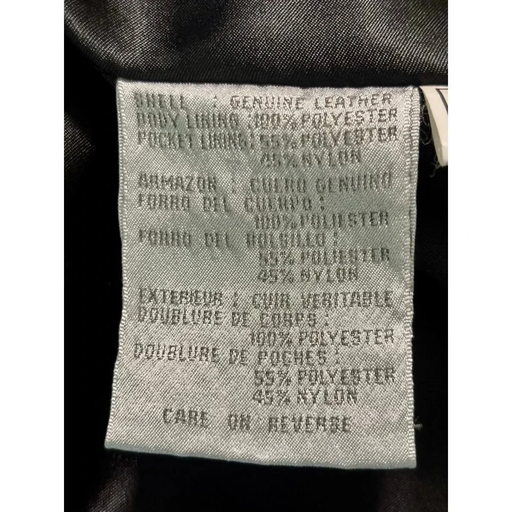 Genuine Leather Womans Black Button Front‎ Blazer Coat Size M Mob Wife Moto Edgy